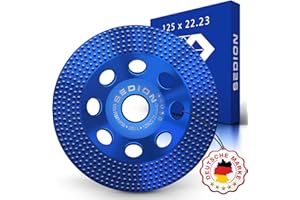 SEDION ® Diamant Schleifteller 125mm - für Fassadenfarbe, Holzfarbe, Epoxidharz Beschichtungen uvm. - Diamantschleiftopf 125 mit Vacuum Diamantbelag - Sedion Premium Qualität - Diamantscheibe 125mm