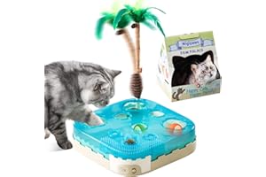 Migipaws 7-in-1 Interactive Automatic Cat Toy – Ultimate Indoor Cat Toy with Motion Sensor, LED Night Mode, Teaser Wand, Catnip Ball & Foam Balls for Bored Indoor Cats