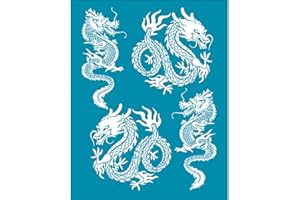 OLYCRAFT 10x12.7 cm Tonschablonen Chinesischer Drache Siebdruck Für Polymer Clay Orientalischer Drache Siebdruckschablonen Mesh Transfer Schablonen Mesh Schablone Für Polymer Clay Schmuckherstellung