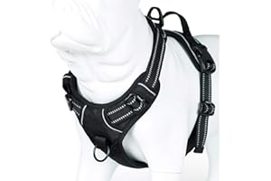 MOKCCI Truelove Soft Front Dog Harness .Reflective No Pull Harness with Handle and 2 Leash Attachments