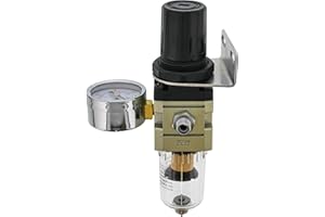 MASTER AIRBRUSH Heavy Duty True Diaphragm Mini Regulator with Gauge and Water Trap Filter, Fits Airbrush Compressors