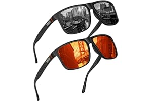 FLEERNIO Polarisierte Sonnenbrille Herren Damen, UV400 Schutz Unisex Sonnenbrille Polarisiert, Sommer Brille Herren Polarized Sunglasses Men, Polarisiert Herren Sonnenbrillen Set Schwarz/Orange/Blau