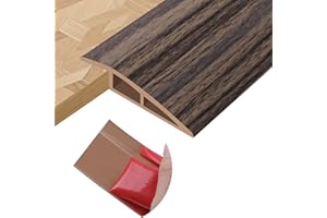 LSGCQ Perfil de transición para suelo tira de umbral adhesivo PVC perfil transición suelo desnivel para umbrales de puertas alfombras (Grano de madera marrón grisácea, 20mm×1m)