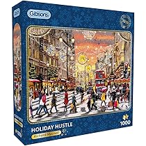Gibsons 250XL Jigsaw Puzzle For Adults Holiday Hustle Extra Large Thick Pieces Festive London Shopping Scene Traditional British Puzzle Sustainable 100% Recycled Board Great Gift By Gibsons Games - View #3