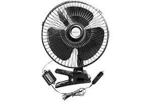 Enerfero 8 pulgadas ventilador auto 12V-24V, mini ventilador silencioso,vendilador para coches,camiones y furgonetas (Negro, 24V 202405)