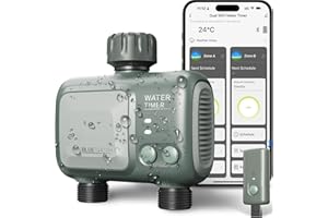 Programmateur Arrosage WiFi 2 Voies, Johgee arrosage Automatique pour Jardin, Arrosage Intelligent avec Contrôle APP et La Météo Connecté, minuterie d'irrigation programmable et Arrosage à Distance