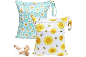 Roinaid 2 Stück Wetbag Wetbag Kindergarten Wet Bag Kindergarten Windeltasche Wetbag Stoffwindeln Nasstasche Wiederverwendbarem Wasserdicht Nassbeutel für Kleinkind Windeln Reisen Gym Strand Pool.