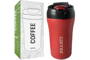 MY TEST Tazza Termica da Caffè 400 ml Bicchiere Acciaio Inox con Cannuccia, Termos Caldo e Freddo, Borraccia Tempo Libero, Ufficio, Scuola, Auto, Viaggio, Palestra, Colore Rosso, Blu, Verde e Nero (Nero)