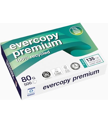 Papier Recyclé A4 80g Ofituria - 750 Feuilles 100% Recyclé Naturel Pour Imprimante Laser Et Jet D'Encre