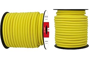 Abma Cord Corda Elastica 8mm 20M Corda di Gomma Cavo Elastico Marino per Teloni, Tende e Bagagli - Neon Giallo
