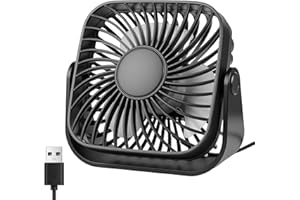 AXFEE Ventilateur Silencieux Puissant, Mini Portable Ventilateur, 3 Vitesse Petit Ventilo Table pour la Chambre, Bureau, Domair,Cuisine(Compact, Portable, Alimenté Par USB)