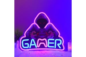 ENUOLI Gamer Neon Signs, UV Printed Gaming Neon Lights, LED Game Neon Light for Man Cave,Neon Sign for Game Room Decor, Gaming Wall Decor,Best Gamer Gifts for Man Teenage Boys