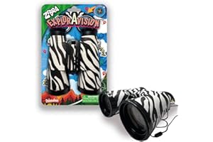 ExplorAvision - Binocolo Zebra di Deluxebase. Binocolo portatile e compatto per bambini Safari. Grandi animali da zoo per bambini e bambine. Giocattoli educativi per l'esplorazione all'aperto.