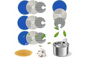 AONISE Sostituzione del Filtro per Fontanella per Gatti, Filtri di Ricambio per Fontanella per Gatti con 2 Filtri in Schiuma di Spugna ad Alta Densità e 1 Filtro a Carbone Attivo in Resina, 4 Set