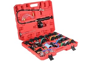 Knpwer 28 Pcs Testeur de SystèMe de Refroidissement,Kit de Test de Pression Radiateur Système,Testeur de Pression de Radiateur Universel,Outil de Test de Pression de Réservoir d'eau