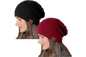 KORDEAR Beanie Hat Women - Winter Warm Knitted Beanies Ladies Thermal Wooly Hat Soft Stretch Slouchy Beanie Skull Cap Cable Knit Hat for Women Girls Outdoor UK