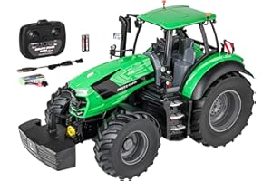 Carson 1:16 Deutz-Fahr Traktor 8280 TTV 100% RTR - Ferngesteuertes Fahrzeug, Baufahrzeug mit Funktionen Licht und Sound, inkl. Batterien und Fernsteuerung, grün, RC, Remote Controled Car