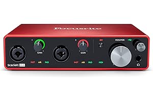 Focusrite Scarlett 4i4 3. generacji Interfejs audio USB do nagrywania, tworzenia piosenek i streamingu, wysoka wierność dźwięku, studyjna jakość nagrań i przejrzyste odtwarzanie