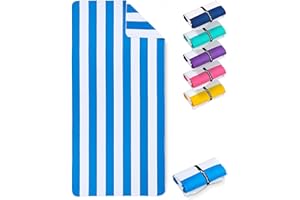 Fit-Flip Telo Mare microfibra – leggero, fine e ad asciugatura rapida – asciugamano microfibra grande – teli antisabbia da spiaggia – 100% riciclato - rigato azzurro-bianco 200cmx90cm