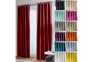 John Aird Luxury Faux Silk Fully Lined Eyelet Curtains (Red, 117cm Width x 137cm Drop (46"x 54")