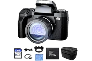OKA GUTE QUALITÄT Fotocamera digitale 4K autofocus 64MP 16X fotocamera digitale zoom con cofano, scheda TF da 64 GB, fotocamera compatta con WiFi fuzione, fotocamera Vlog per anziani principianti (nero)