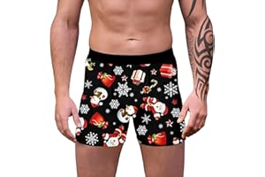 GENERIC Men's Boxer Shorts Big and Tall Christmas Holiday Outfits Xmas Graphic Print Briefs Breathable Stretchy Fit Underwear Trunks