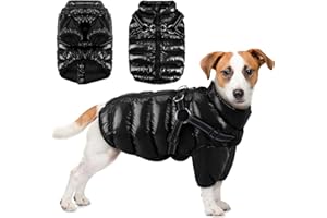 Woiil Wasserdichter Hundemantel, Winter Warme Hundejacke, Hundeweste mit Geschirr, Hunderegenmantel Winddicht, Reflektoren Winterweste, Kaltes für Kleine Mittlere Große Hunde(L Schwarz)