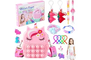 SUNTOYS Regalo Niña 3 4 5 6 7 8 9 10 Años, Unicornios para Niñas Bolso Niña Fidget Pack Juguetes Niña 2-10 Años Sensory Toy Juguetes Antiestrés Barato Pop Bubble Push It Bolsa de Hombro