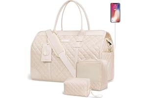 ETRONIK Reisetasche Damen, Wochenend Reisetasche, Overnight Tasche für Damen, Kliniktasche mit Nassbeutel, Schuhbeutel und Toilettenbeutel, 5er Set, Beige
