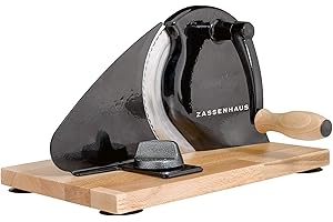 Zassenhaus Brotschneidemaschine manuell CLASSIC | Schwarz | Solinger Klingenstahl | Schnittstärken: 1-18mm | Brett und Kurbel
