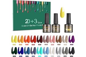 SINZONeu Vernis Semi Permanent, 23 Manucure Nail Art Lot Vernis à Ongles Gel UV LED Nail Polish 20 couleurs Populaire Avec Base et Top Coat, Matt Top Coat, 8ml