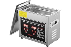 VEVOR Pulitore a Ultrasuoni Digitale in Acciaio Inox Capacità 3 Litri con Riscaldamento Tempo Temperatura Regolabile, Macchina Pulitrice a Ultrasuoni da Gioielli Occhiali Orologi Laboratorio Clinico
