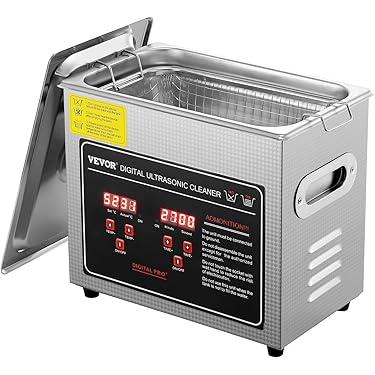 VEVOR Ultrasone reiniger, 1,3 l, ultrasoon reinigingsapparaat, 50 W, ultrasone reinigingsmachine met timer, verwarming, 40 kHz digitale reiniger met mand voor sieraden