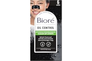 ‎BIORÉ Biore 6 Tiefenreinigende Aktivkohle Clear-Up-Strips - 1 X 6 Nasenstrips - Entfernen Mitesser und Unreinheiten - Für normale Bis fettige Haut -Dermatologisch Getestet