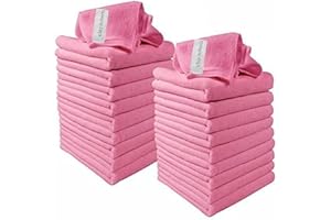 Clay Roberts Microfibre Cleaning Cloths, 40cm x 30cm - Pack of 20, Pink Cloths, Machine Washable, Polishing, Waxing & Dusting Cloth, Lint-Free, Kitchen Towel, Car Cleaning, Microfiber
