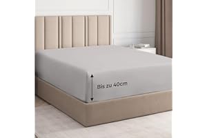 CGK UNLIMITED Spannbettlaken 160x200 Hellgrau 40 cm Steghöhe - Luxuriöses Spannbetttuch für Einzelbett - Passt auf Matratzen bis zu 40 cm Höhe - Weiches, knitterfreies und atmungsaktives Bettlaken - Einzelpackung