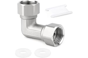 ERGAOBOY 1 piezas de acero inoxidable 304, codo de 90 grados, 2 extremos, conector móvil flexible, accesorios de tubería hembra de 3/4" para rociador, válvula angular, brazo de ducha