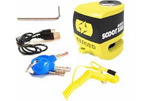 WING MIRRORS WORLD PIAGGIO VESPA LX125 Oxford SCOOT XA5 Alarm Disc Lock Security Yellow LK287