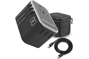 iBlockCube Travel Adapter, World's First 35W Dual Type C | 3 USB Ports with 3.5A Fast Speed Charger, & Universal AC Socket, All in One Portable Adaptor Wall Plug Compatible for 150+ Countries (Silver)