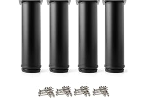 Drenky 4 Pcs Black Adjustable Legs 150mm Height Cabinet Legs Table Legs Furniture Legs, Stainless Steel Adjustable Height 0-15mm Come with Stainless Steel Screws