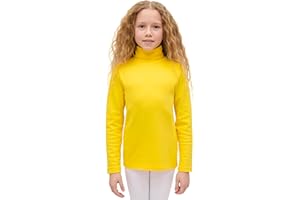 Lilax Girls' Basic Long Sleeve Turtleneck Cotton T-Shirt