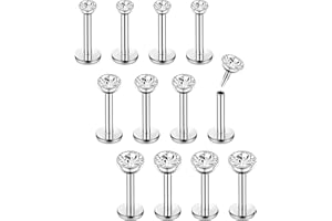 Chriscoco 16G 12Pcs Helix Piercings Chirurgenstahl Piercing Ohr Conch Piercing Nasenpiercing Tragus Piercing lippenpiercing labret Piercing Studs 6/8mm für Frauen Männer