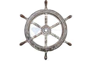 Nagina International - Nautical Wooden Boat Wheel - Home Decor 76 cm Antique Black