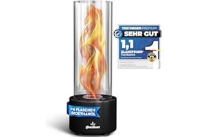 ‎GLANZFEUER GLANZFEUER® Enivara Tischkamin (Schwarz, Tischkamin inkl. 6 Flaschen Bioethanol)