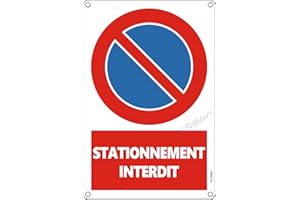 AERHIMIY Panneau Stationnement Interdit Aluminium Réfléchissant 20×30 cm, 1 Pièce Pancarte Interdiction de Stationner Metal, Résistant aux UV, Imperméable, Avec Trous Percés