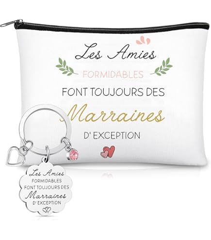 Cadeau Marraine « Veux-tu être Ma Marraine ? » - Porte-clés + Carte + Sac Cadeau, Pour Baptême, Communion