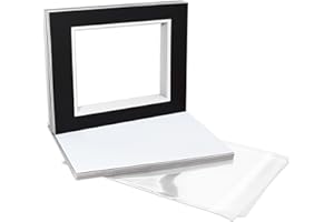 Golden State Art, Pack of 10, Double Bild Mats 11 x 14 mit Weiß Core Schrägschnitt für 8 x 10 Bilder + Rückseite + Taschen, schwarz über weiß