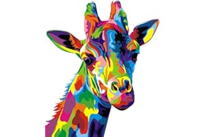KOMKING Paint by Numbers for Adults & Kids, Paint by Numbers Kits Canvas Painting by Numbers Arts and Crafts Kit for Kids Adults, Colorful Giraffe 16x20 Inches