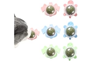 Xanewza 6 Boules d'Herbe à Chat, Collations Murales Rotatives à 360° pour Nettoyage des Dents et Soulagement de l'Anxiété