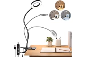 SUNNEST USB Reading Light, adjustable Clip Light with 3 Light Modes, 10 Dimmable Brightness Levels, and 40 LED Bulbs - Perfect for Reading, Studying, and Working